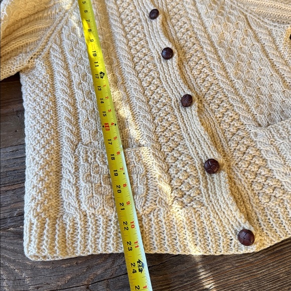 Donegal Tradition vintage Irish fisherman sweater soft wool leather buttons Med - Picture 10 of 15